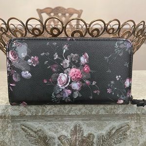 Black Rose Floral Artisan Wallet
